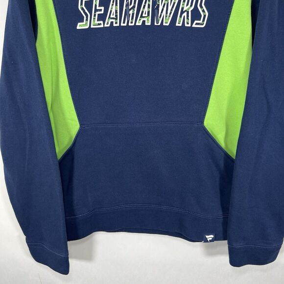 Seattle Seahawks Fanatics Hoodie Mens Size Medium Blue Green Fleece NFL Pullover - Picture 3 of 12